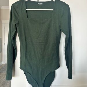 Old Navy Women's Jade Green Long Sleeve Square Neck Bodysuit